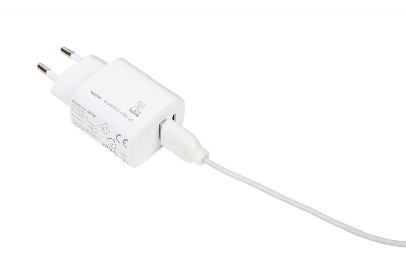 Ładowarka TROIKA Charge-X Duo 20, dwa porty USB-C+A, biała - obrazek 3