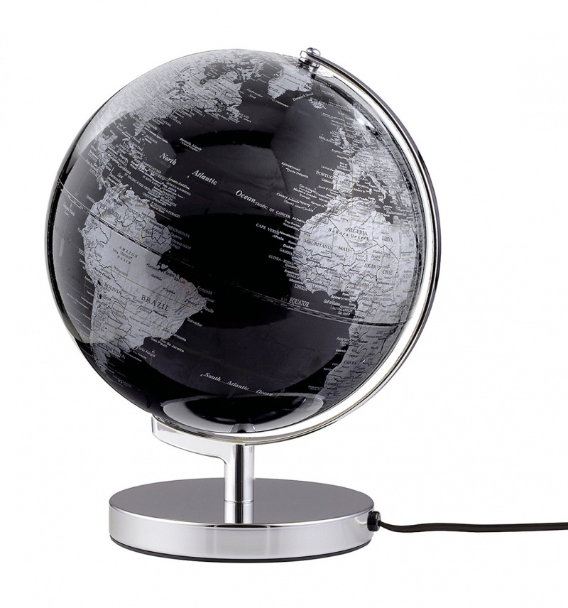 Globus TROIKA Terra Light, śr. 25cm, metalowa podstawa, czarno-srebrny