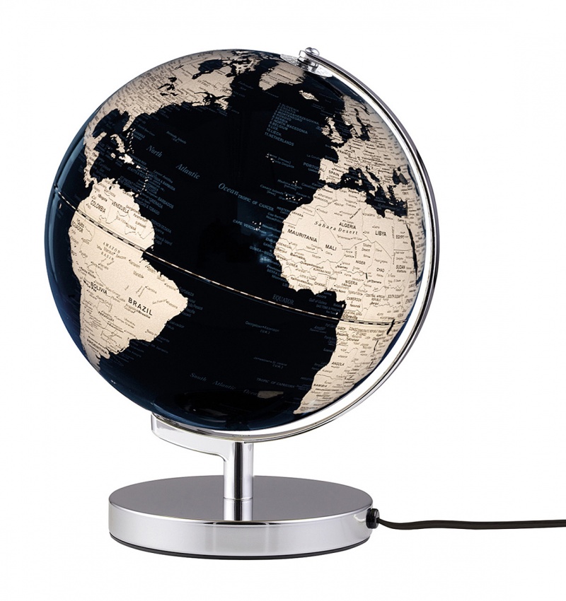 Globus TROIKA Terra Light, śr. 25cm, metalowa podstawa, czarno-srebrny - obrazek 2