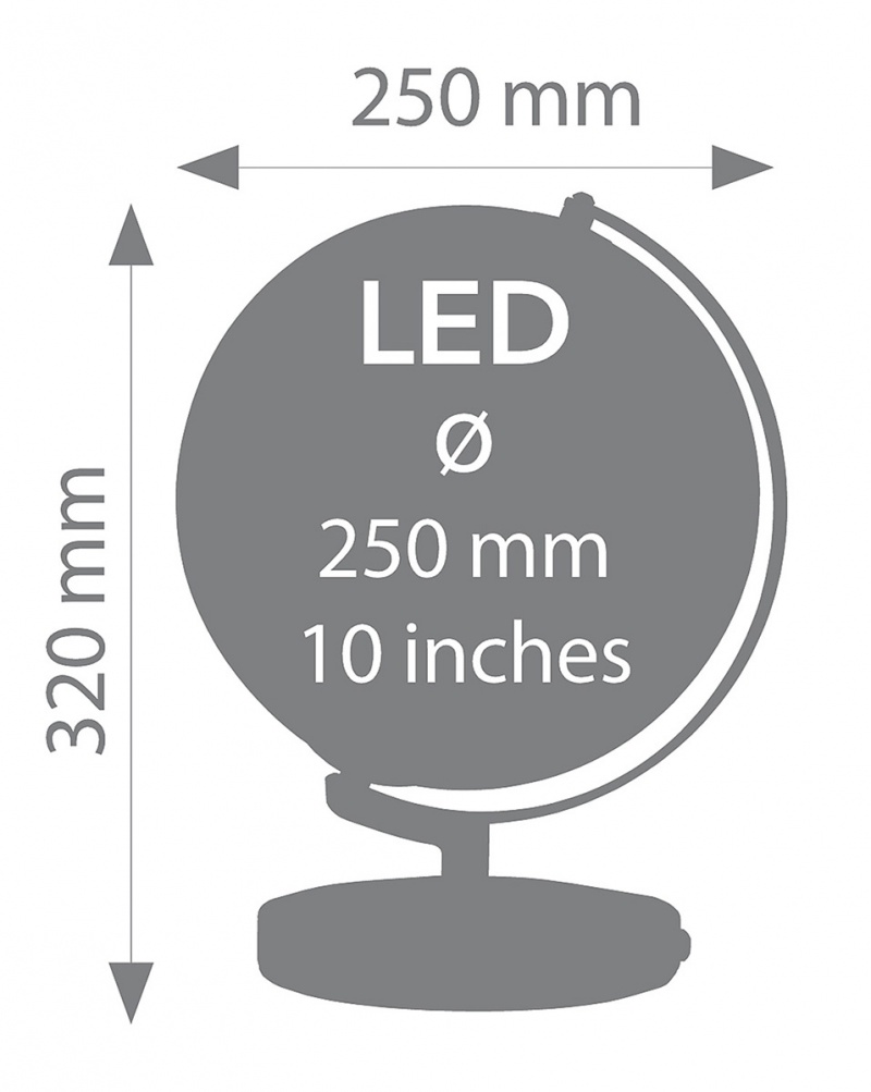Globus TROIKA Terra Light, śr. 25cm, metalowa podstawa, czarno-srebrny - obrazek 3