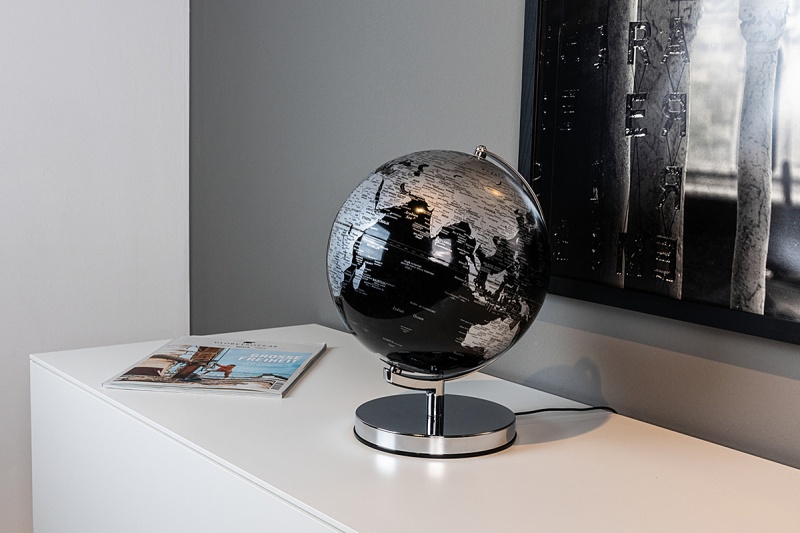 Globus TROIKA Terra Light, śr. 25cm, metalowa podstawa, czarno-srebrny - obrazek 7