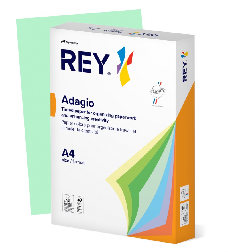 Papier ksero REY ADAGIO, A4, 160gsm, 09 zielony pastel *RYADA160X478 R100, 250 ark. - obrazek 2