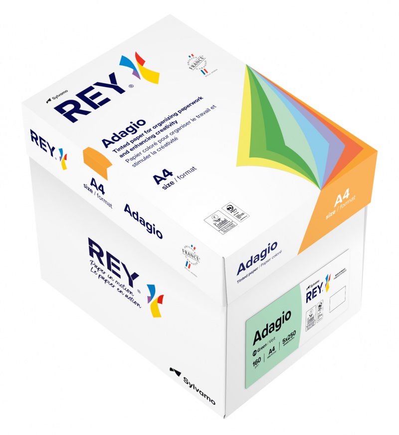 Papier ksero REY ADAGIO, A4, 160gsm, 09 zielony pastel *RYADA160X478 R100, 250 ark. - obrazek 3