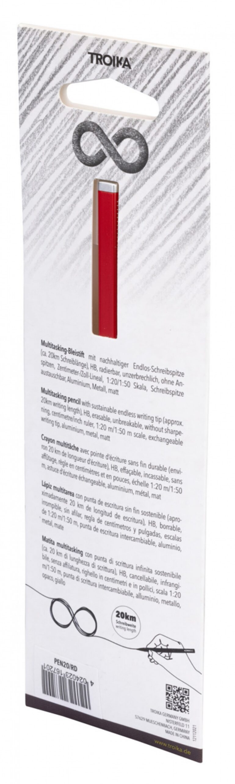 Ołówek wielozadaniowy TROIKA Construction Endless, czerwony - obrazek 4