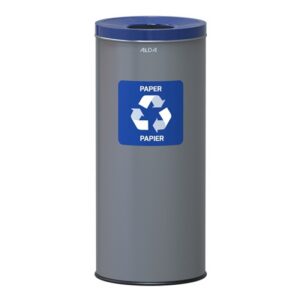 Kosz na śmieci ALDA EKO, 45l, do segregacji: papier, stal powlekana organicznie, niebieska pokrywka, szary