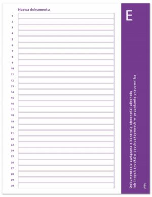 Przekładka E do segregatora do akt osobowych