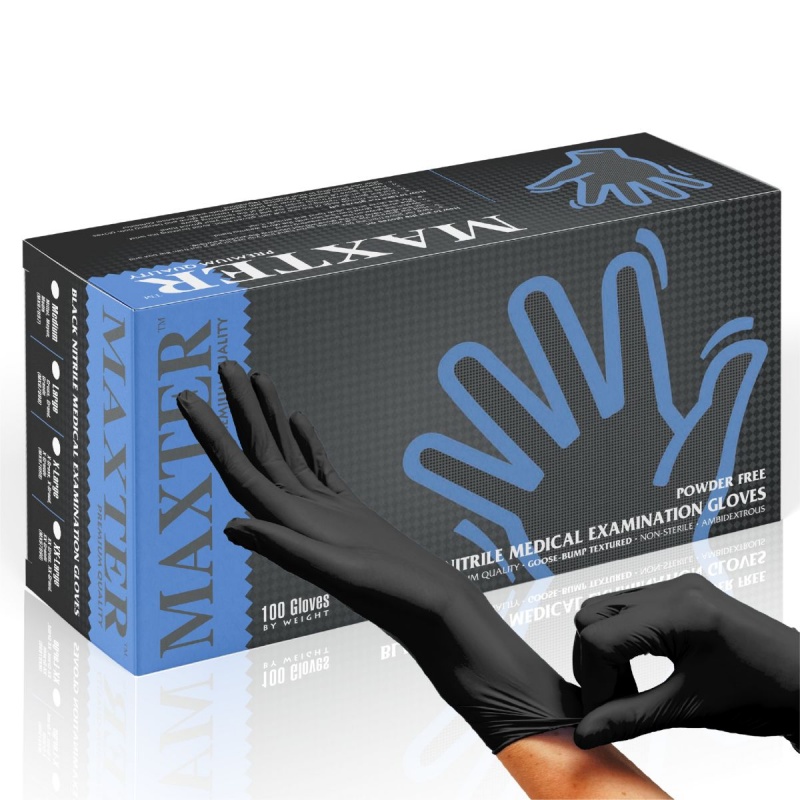Rękawice nitrylowe bezpudrowe, MAXTER 6.0, 90 szt., rozmiar XL, czarne - obrazek 2