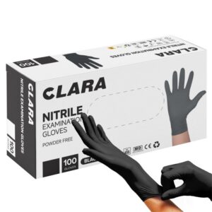Rękawice nitrylowe bezpudrowe CLARA, 100 szt., rozmiar S, czarne