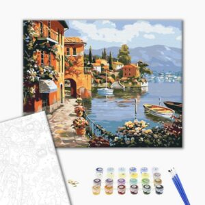 Malowanie po numerach BRUSHME, 40x50 cm, przytulne miasto nadmorskie, 1 szt., w pudełku