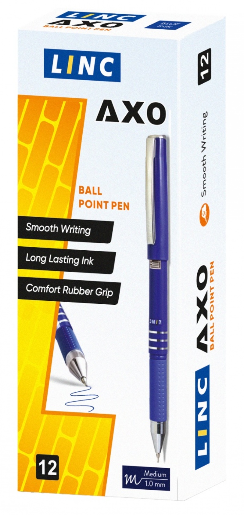 Długopis LINC Axo, śr. kulki 0,7mm, gr. linii 0,3mm, biała obudowa, niebieski - obrazek 3