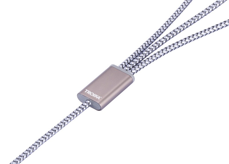 Kabel ładujący TROIKA Dreizack, 1m, 3w1, szary - obrazek 5