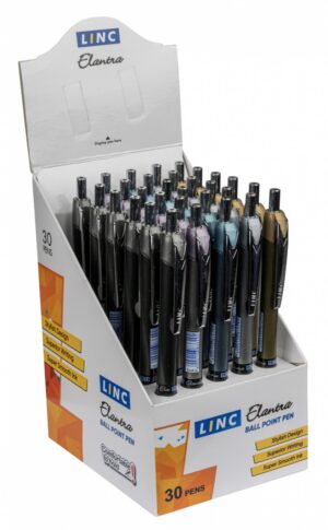 Display długopisów LINC Elantra, śr. kulki 0,7mm, gr. linii 0,3mm, 30 szt. niebieski