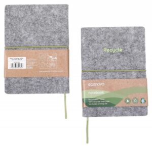 Notes ECONOVO, z recyklingu, okładka z filcu, w linie, 96 kart, 70gsm, szary