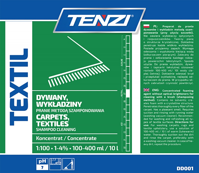 Preparat do prania wykładzin i tekstyliów metodą szamponowania TENZI, Textil, 5l - obrazek 2
