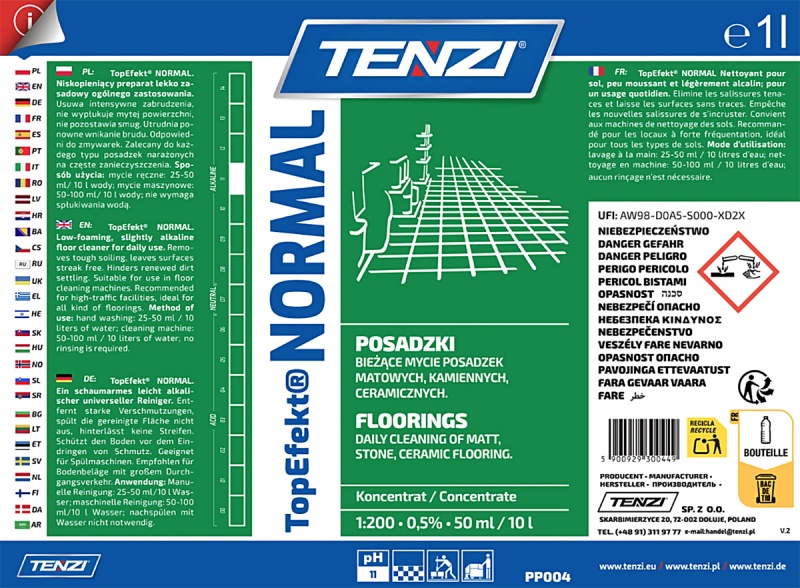 Preparat myjący do posadzek matowych TENZI, Topefekt Normal, 1l - obrazek 2