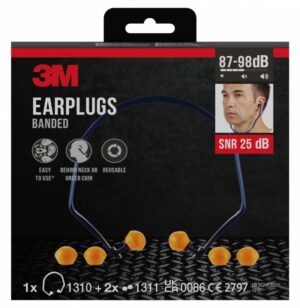 Opaska z zatyczkami do uszu 3M (1310C1), + 2 pary wymiennych wkładek, niebiesko-pomarańczowa