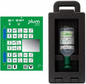Zestaw do płukania oka PLUM iBox 1, z płynem 0,9%, 500 ml, czarny