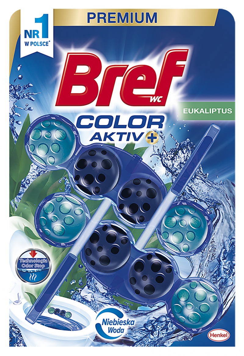 Kulki myjąco-zapachowe do toalet BREF Color Activ Eukaliptus, barwiące, 2 x 50 g