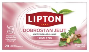 Herbata LIPTON Functional, ziołowa, dobrostan jelit, 20 kopert