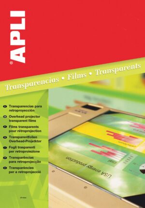 Folia do rzutników APLI, A4, do drukarki atramentowej, 50ark.