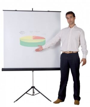 Ekran projekcyjny BI-OFFICE, na trójnogu, 1800x1800mm, biały