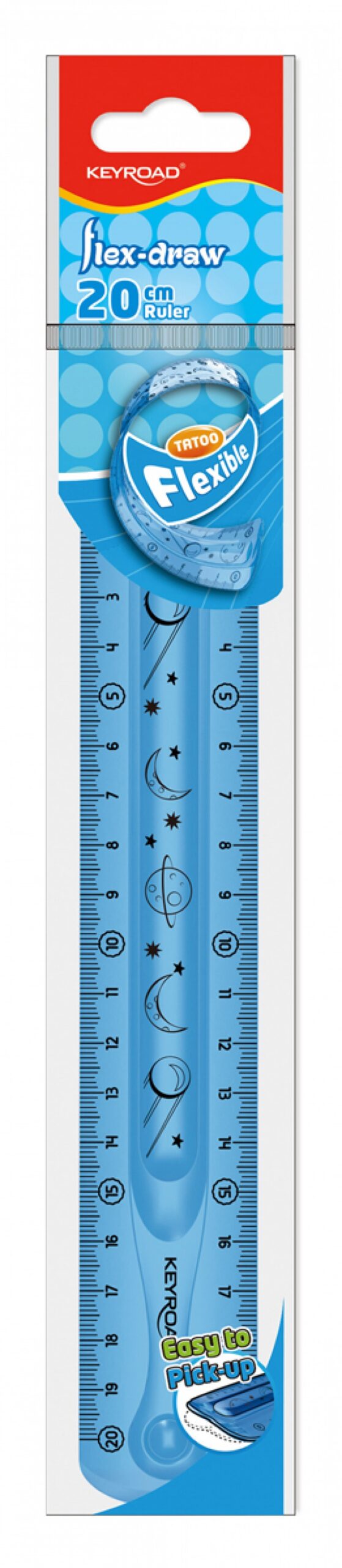 Linijka KEYROAD Tatoo, 20cm, elastyczna, zawieszka, mix kolorów