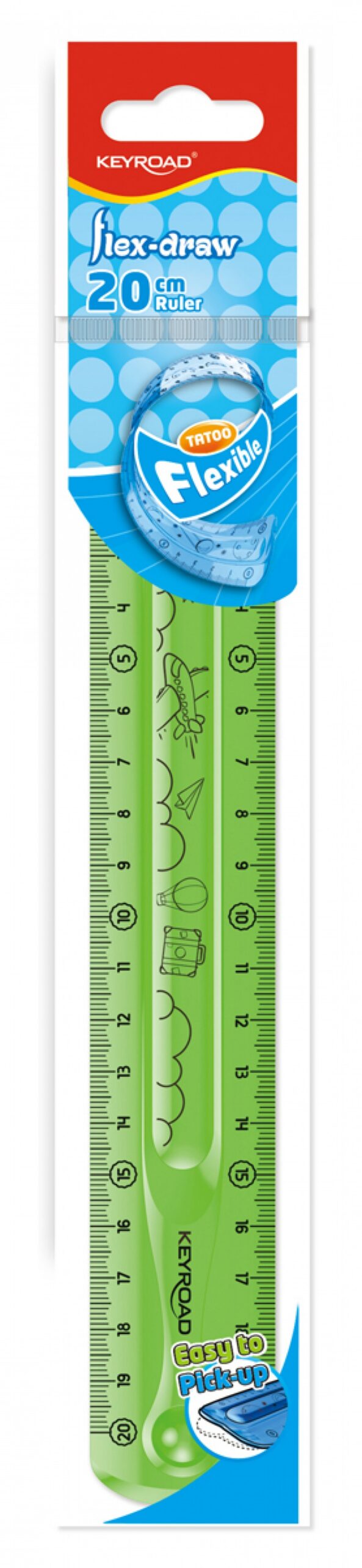 Linijka KEYROAD Tatoo, 20cm, elastyczna, zawieszka, mix kolorów - obrazek 2