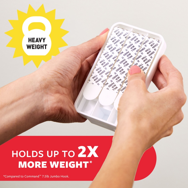 Haczyk COMMAND™ (17011FESIP), XL do ciężkich przedmiotów do 6,8kg, 1 haczyk + 3 paski, biały - obrazek 8