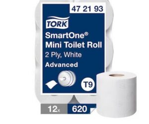 TORK Papier toaletowy TORK Smart One (12 rolek) mini jumbo, 2 warstwy, kolor biały, makulatura z celulozą, 111m, T9
