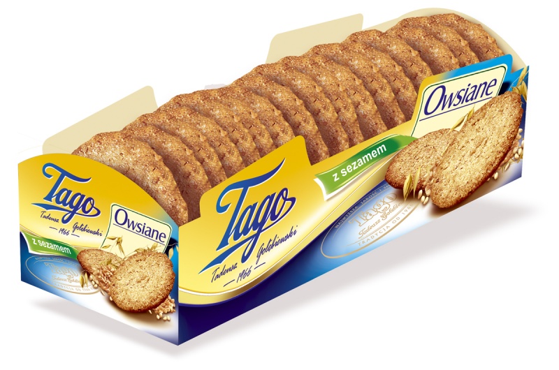 Ciastka owsiane z sezamem TAGO, 185g, krótki termin ważności