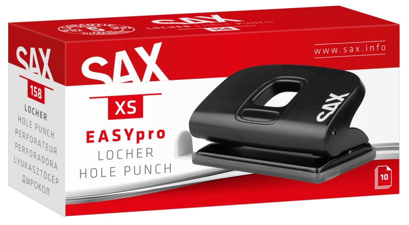 Dziurkacz SAX 158 EasyPro XS, dziurkuje do 10 kartek, czarny - obrazek 2