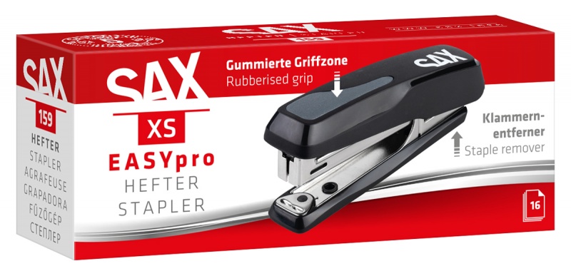 Zszywacz SAX 159 EasyPro XS, zszywa do 16 kartek, 10/5, czarny - obrazek 2