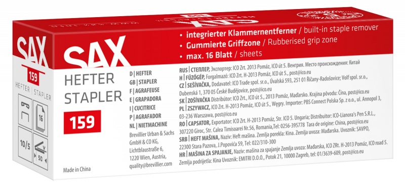 Zszywacz SAX 159 EasyPro XS, zszywa do 16 kartek, 10/5, czarny - obrazek 3