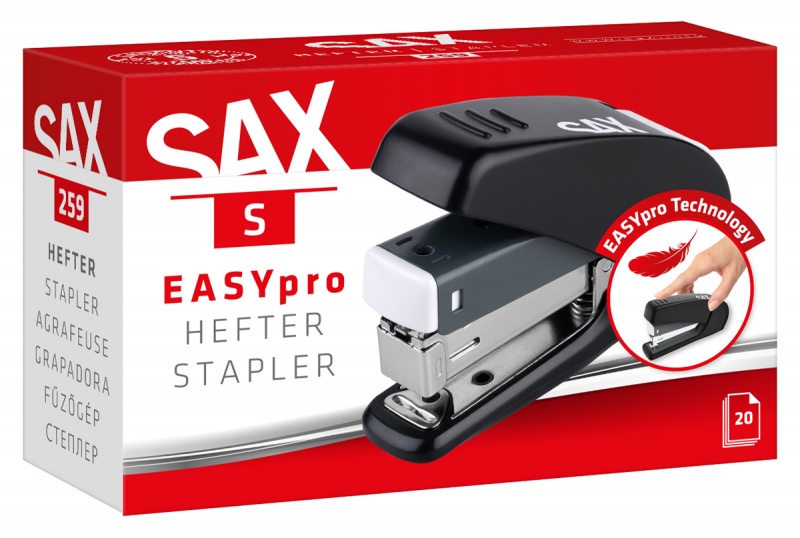Zszywacz SAX 259 EasyPro S, zszywa do 20 kartek, 24/6, 26/6, czarny - obrazek 3