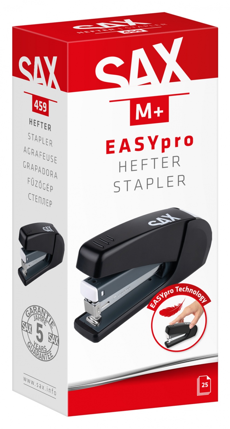 Zszywacz SAX 459 EasyPro M+, zszywa do 25 kartek, 24/6, 26/6, czarny - obrazek 3