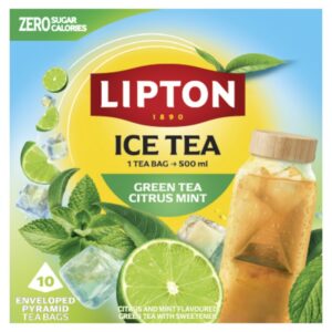 Herbata LIPTON, do parzenia na zimno, mięta i limonka, 10 torebek