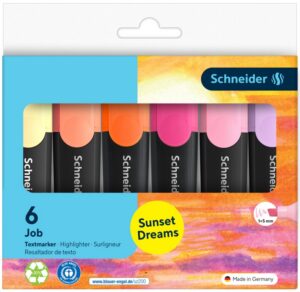 Zakreślacz SCHNEIDER Job Sunset Dreams, 1-5 mm, 6 szt., w etui, mix kolorów