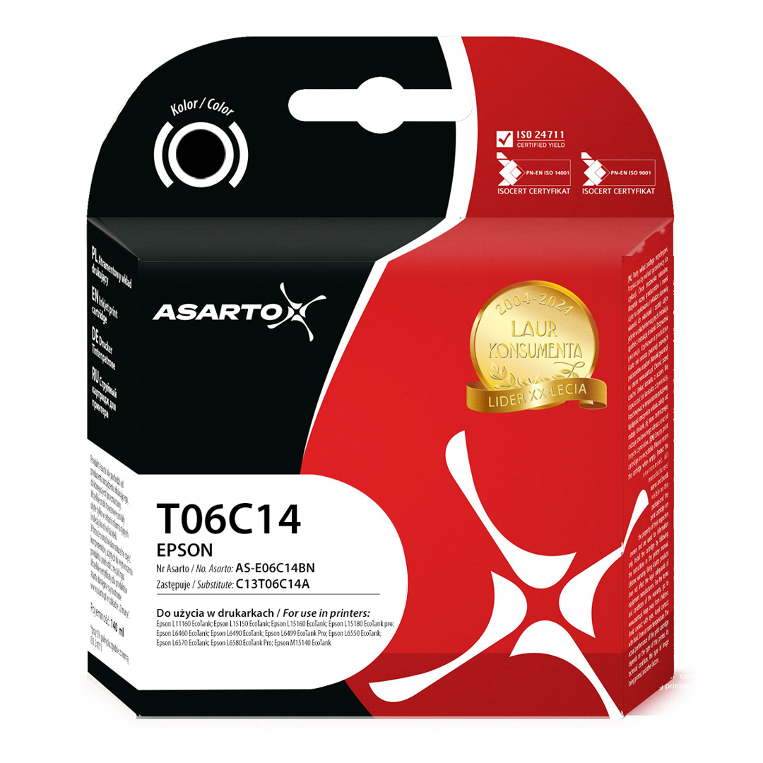 Tusz Asarto do Epson T06C14 | C13T06C14A | 140ml | black