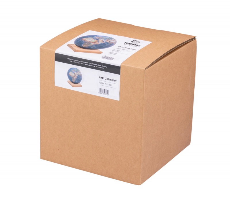 Globus TROIKA Explorer 360, śr. 25 cm, dębowa podstawa, fizyczny, granatowy - obrazek 5