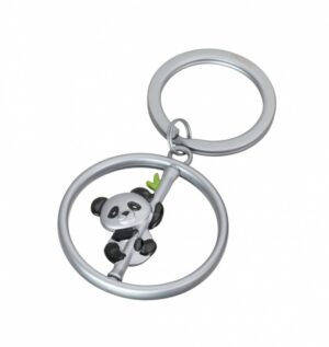 Brelok TROIKA Spinning Panda, metal, srebrny