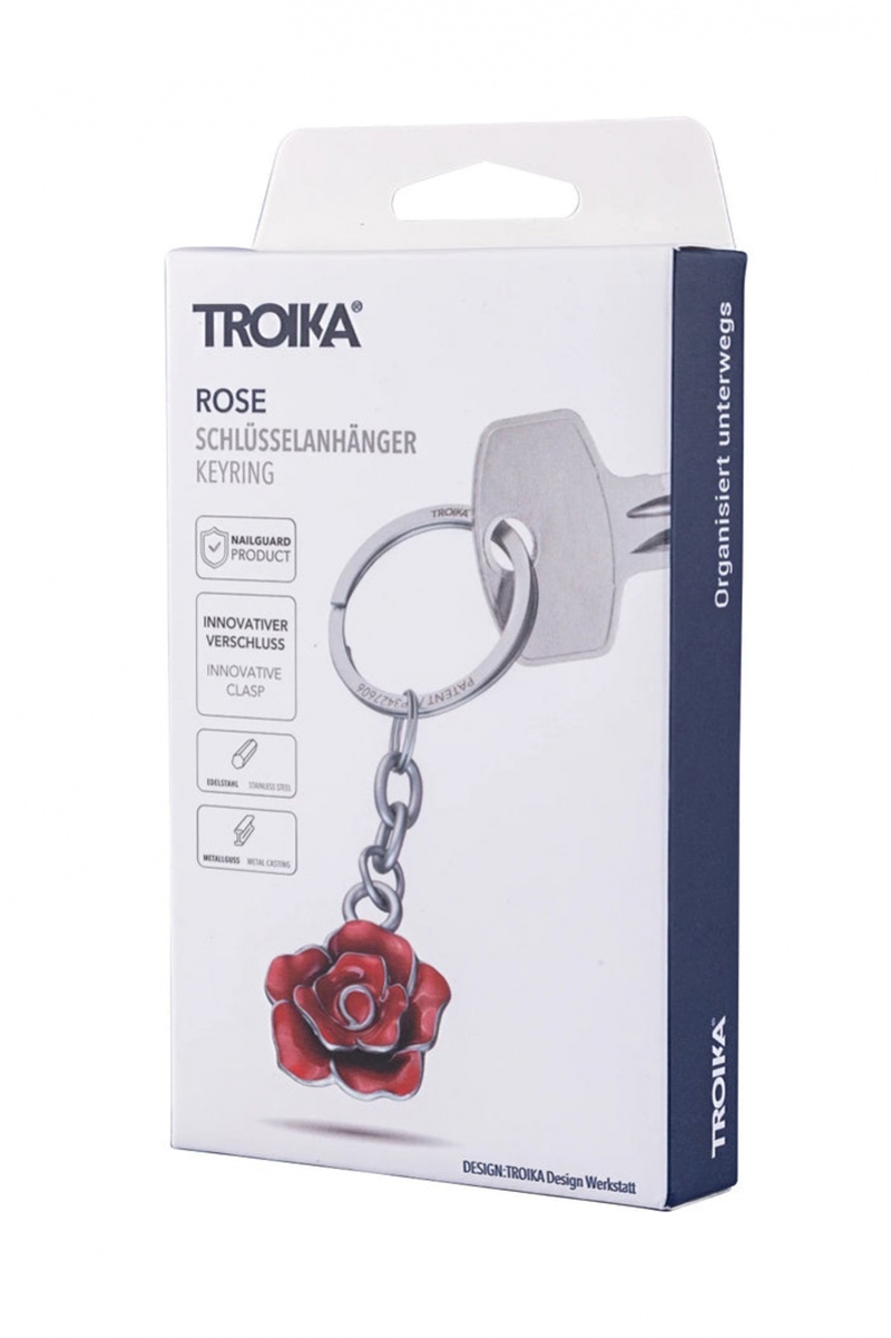 Brelok TROIKA Rose, emaliowany metal, czerwono-srebrny - obrazek 5
