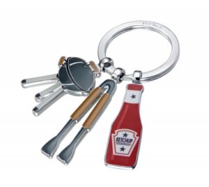 Brelok TROIKA BBQ, emaliowany metal, szaro-czerwony