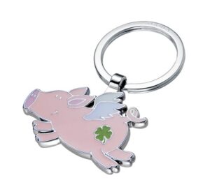 Brelok TROIKA Lucky Pig, emaliowany metal, różowy
