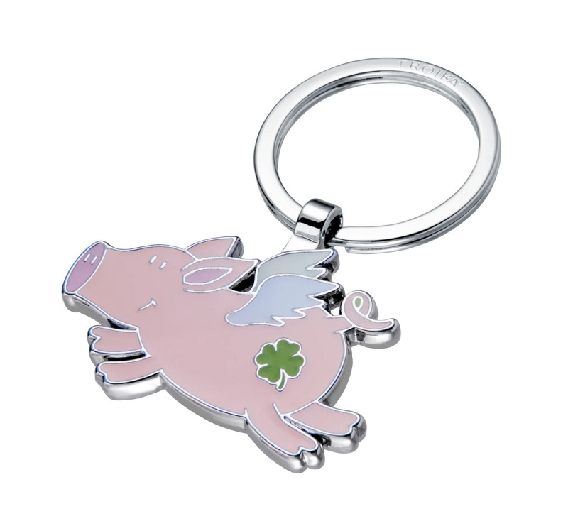 Brelok TROIKA Lucky Pig, emaliowany metal, różowy