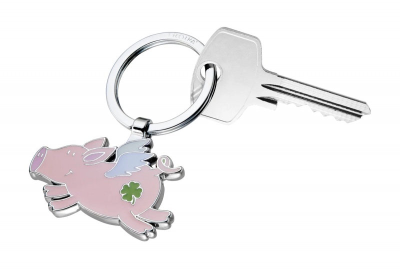 Brelok TROIKA Lucky Pig, emaliowany metal, różowy - obrazek 2