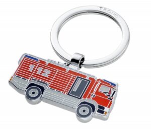 Brelok TROIKA Firefighter, emaliowany metal, czerwono-srebrny