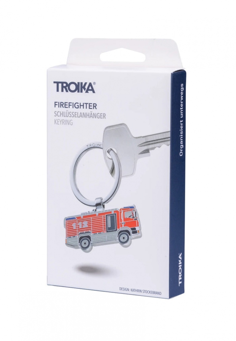 Brelok TROIKA Firefighter, emaliowany metal, czerwono-srebrny - obrazek 3