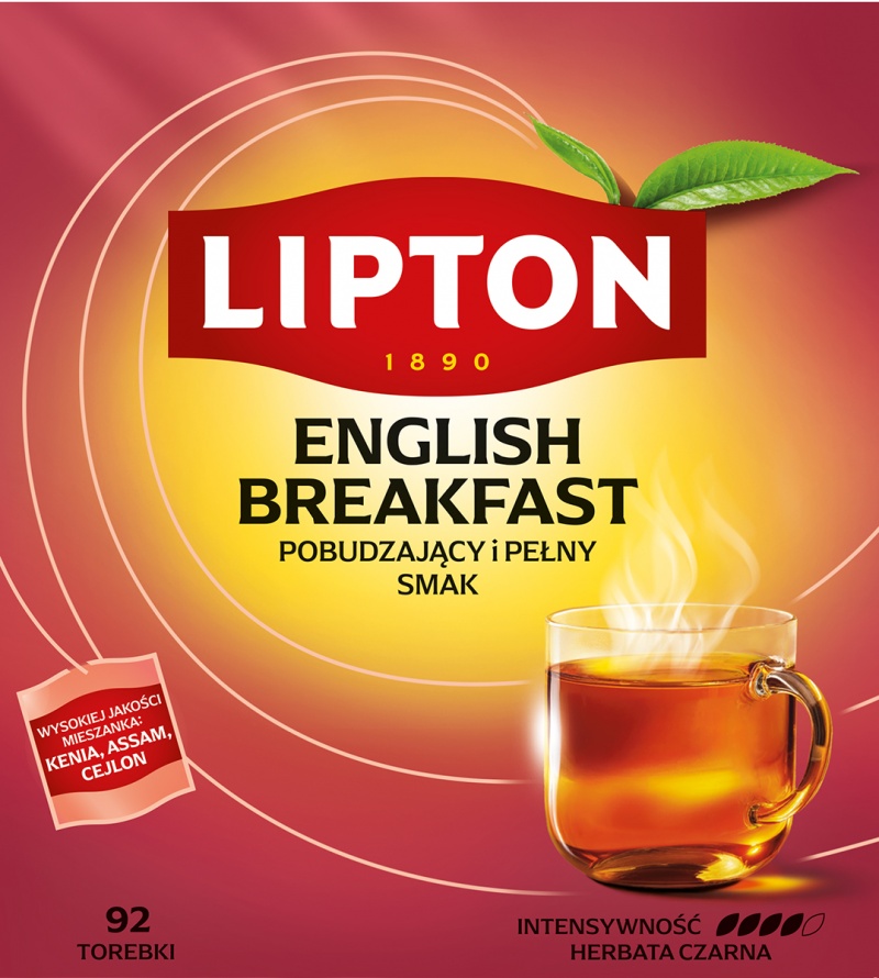 Herbata LIPTON czarna, English Breakfast, 92 torebki, krótki termin ważności