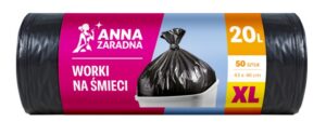 Worki na śmieci ANNA ZARADNA XL, wytrzymałe, 20l, 50 szt., czarne