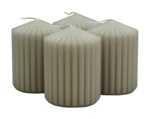 Świeca słupek ryflowana DONAU HOME Standard, 60x80mm, 4 szt., jasnoszara
